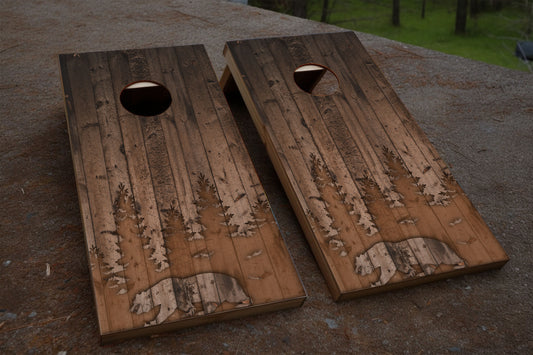 Bear And Trees Cornhole Wraps