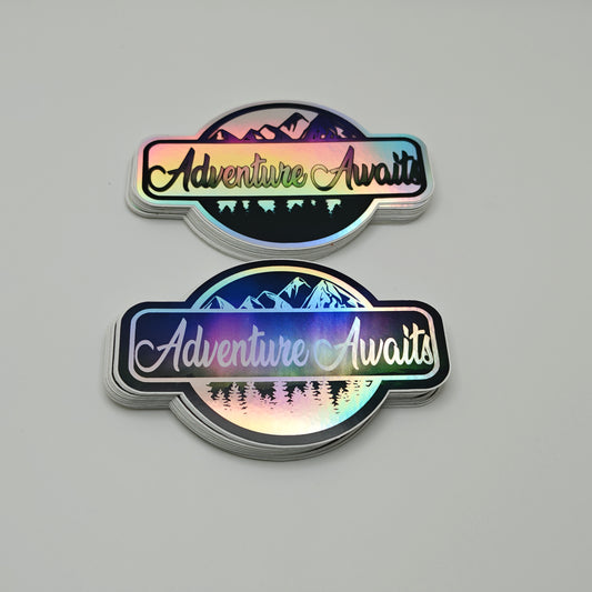 Adventure Awaits 3" Holographic Sticker
