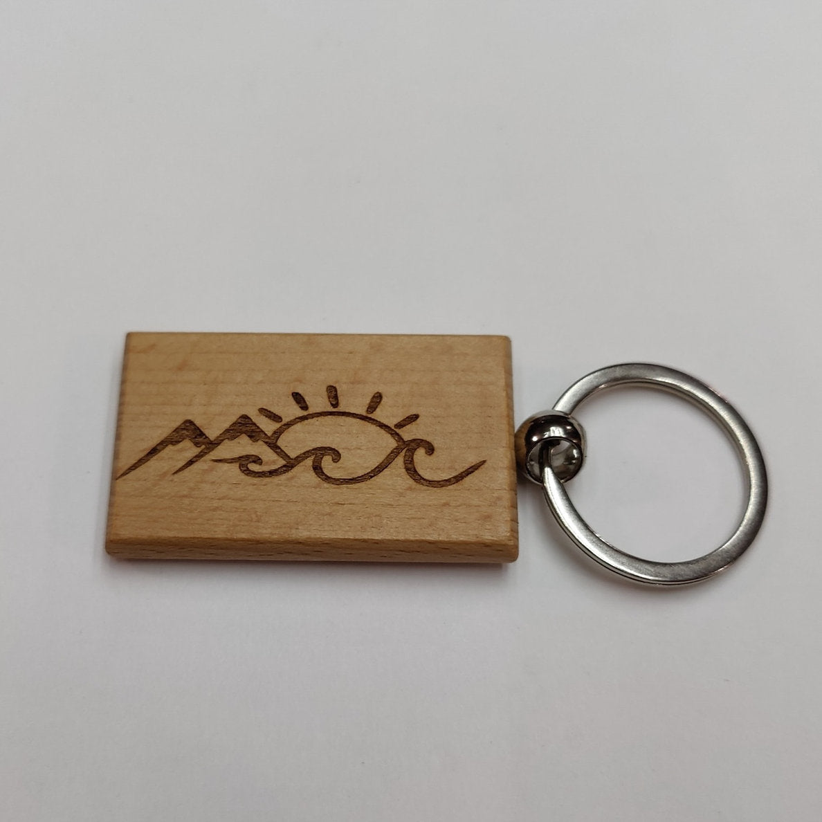 Waves And Mountains Wood Keychain - JP Graphics