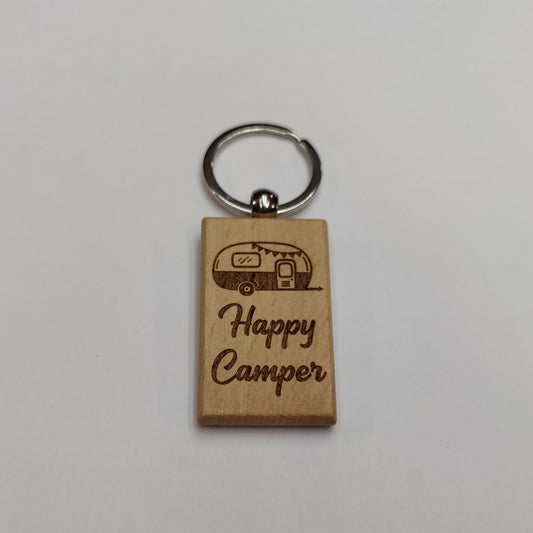 Happy Camper Wood Keychain - JP Graphics