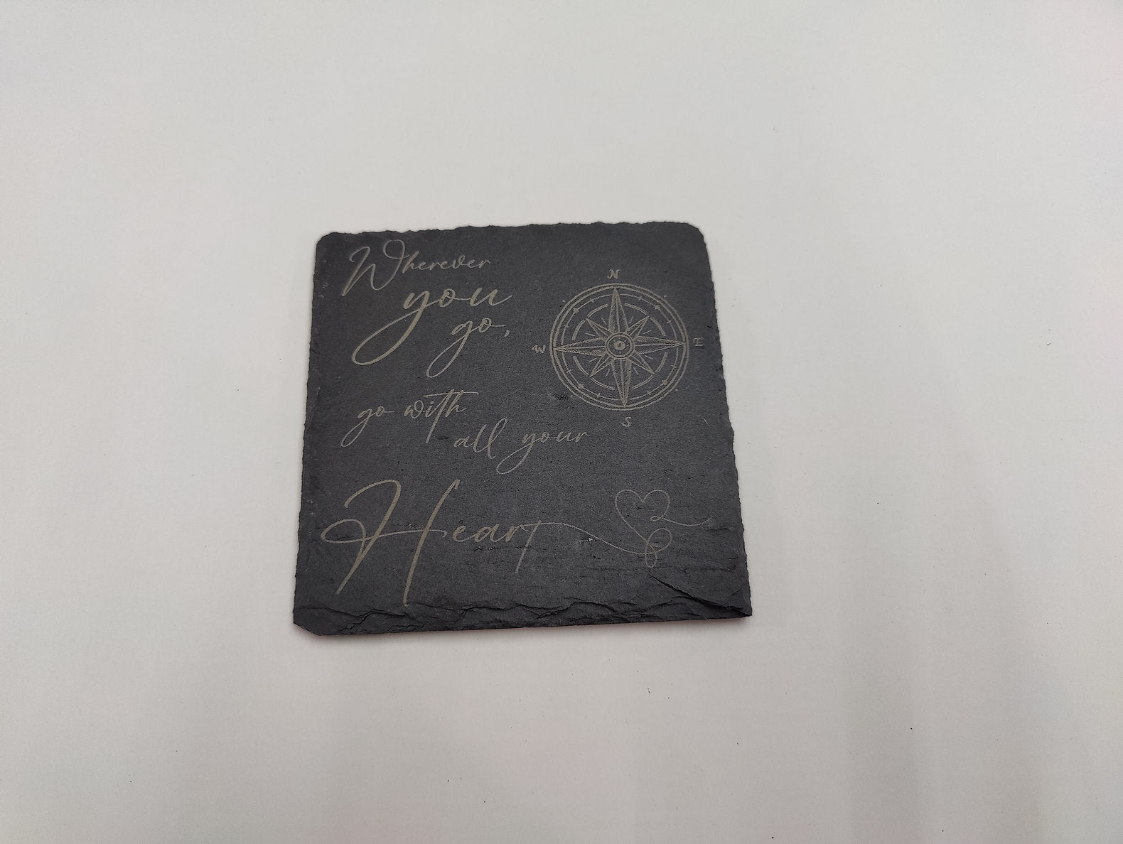 "Wherever You Go, Go With All Your Heart" Slate Coaster - JP Graphics