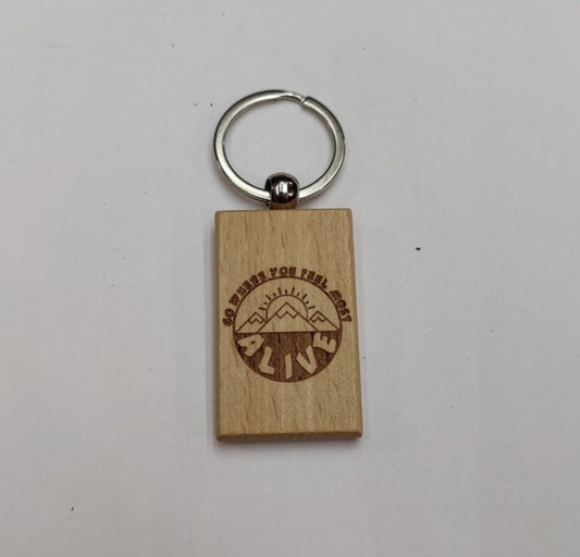 "Go Where You Feel Most Alive" Wood Keychain - JP Graphics
