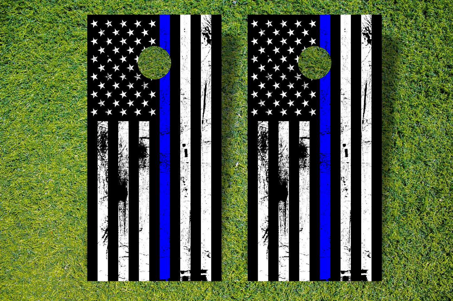 Blue Line Flag Cornhole Wraps