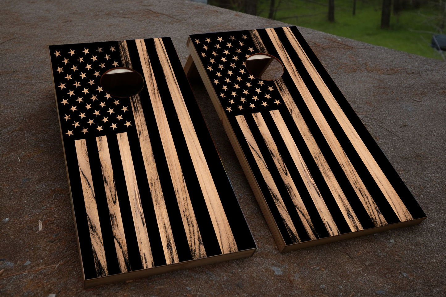 Wooden Flag Cornhole Wraps