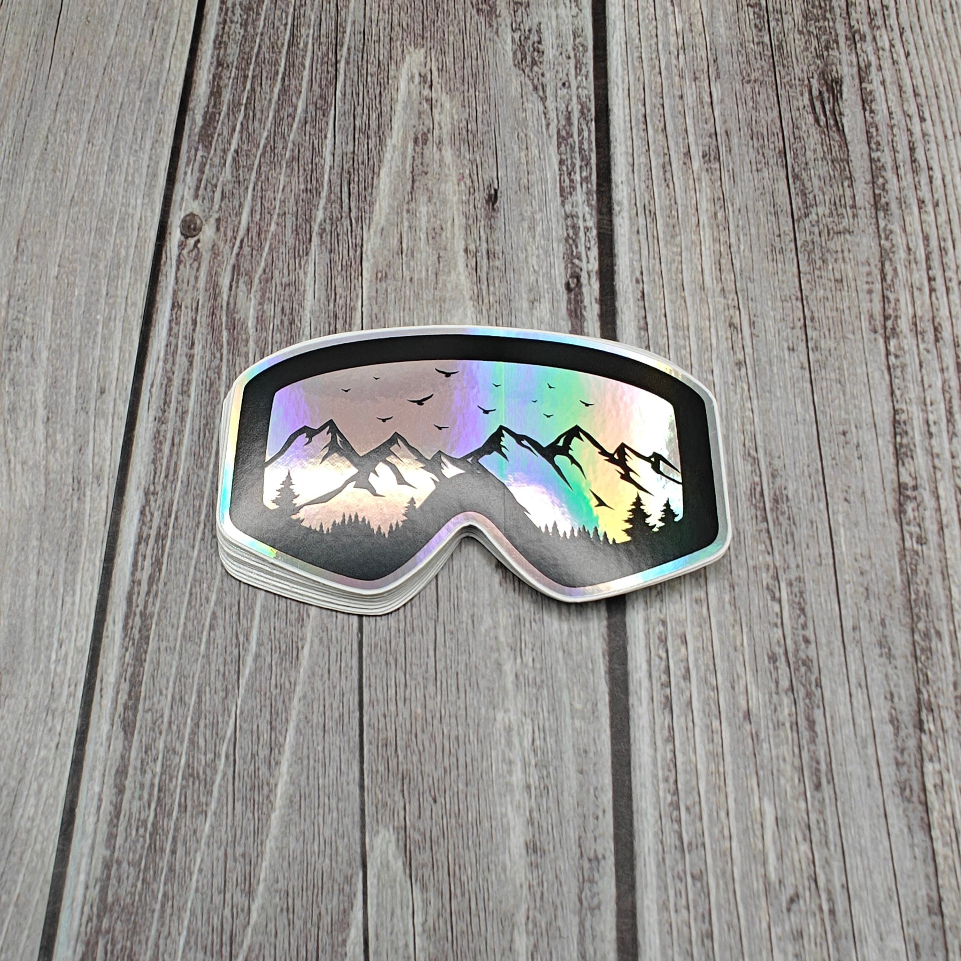 hologram ski goggles Ski Goggles 3" Holographic Sticker – JP Graphics