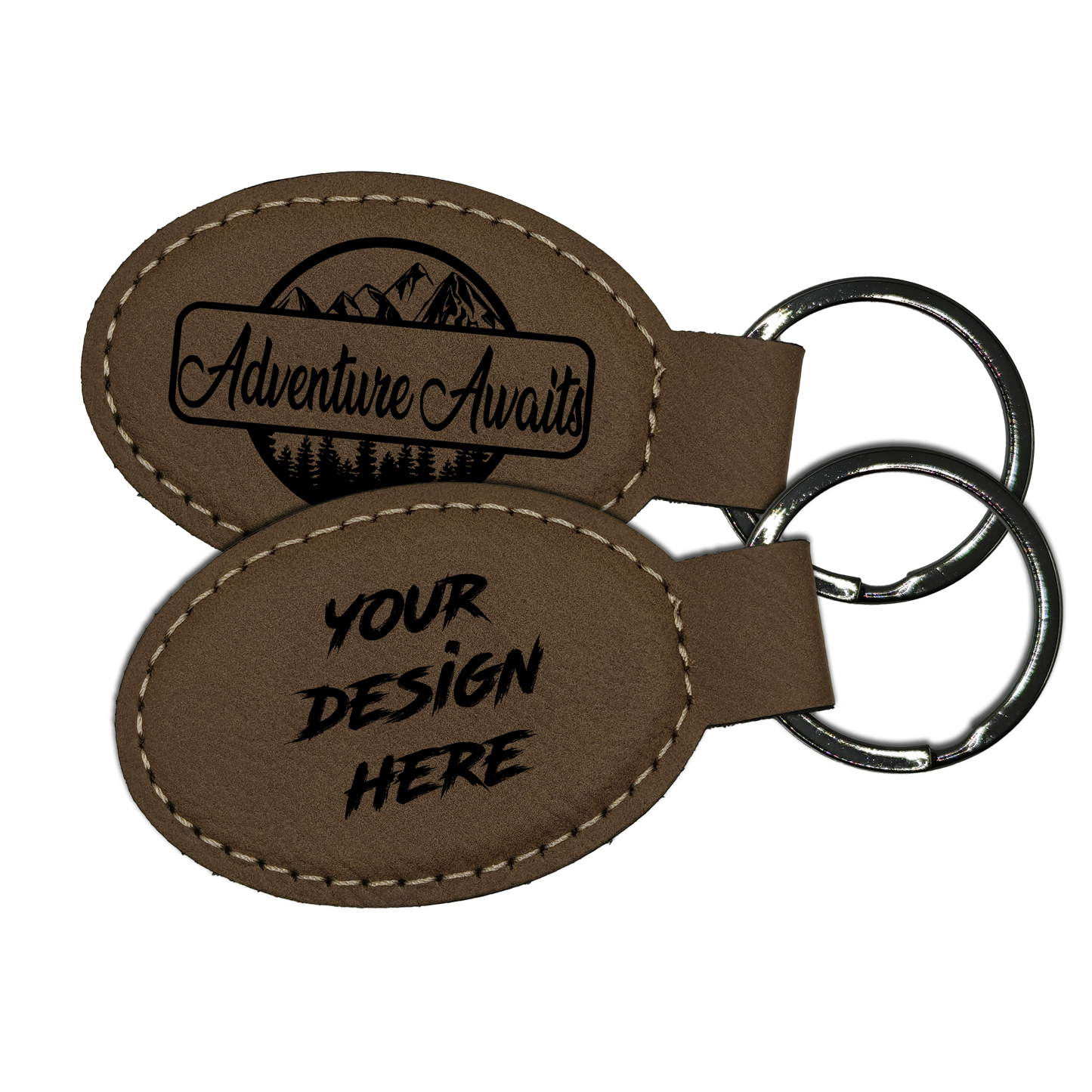 Oval Leatherette Keychain