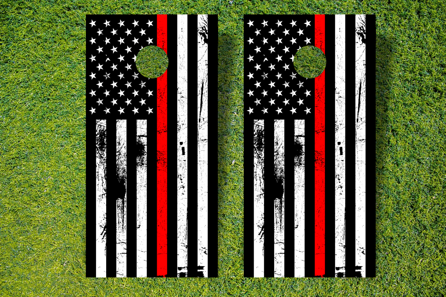 Red Line Flag Cornhole Wraps