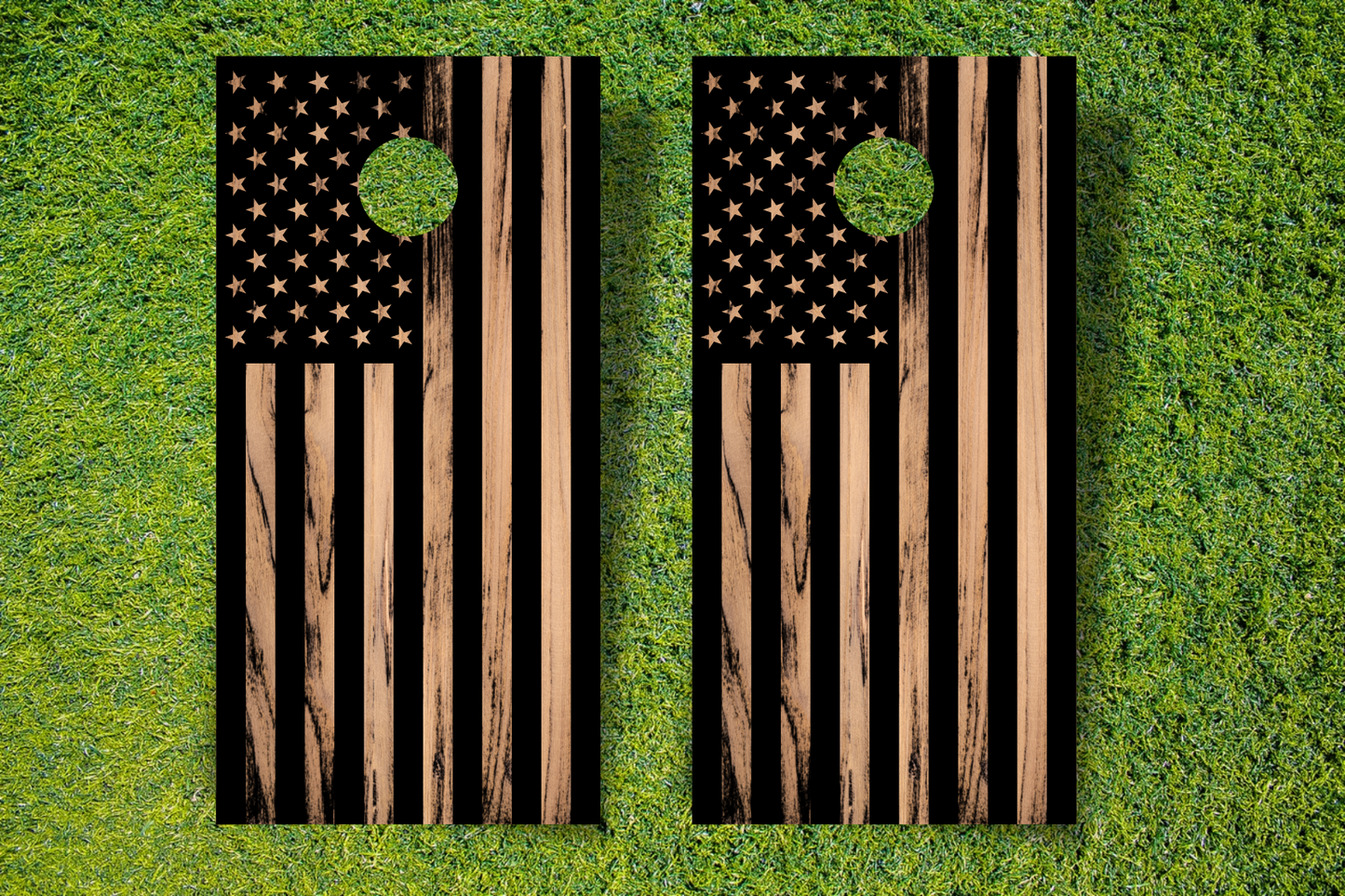 Wooden Flag Cornhole Wraps